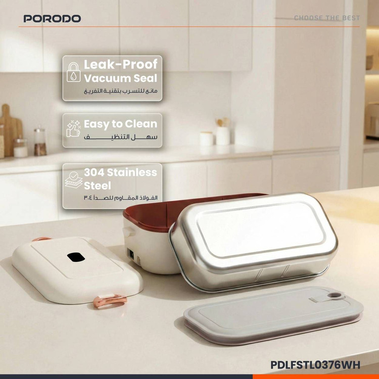 ظرف غذای برقی گرم کن دار porodo مدل 0376 STL